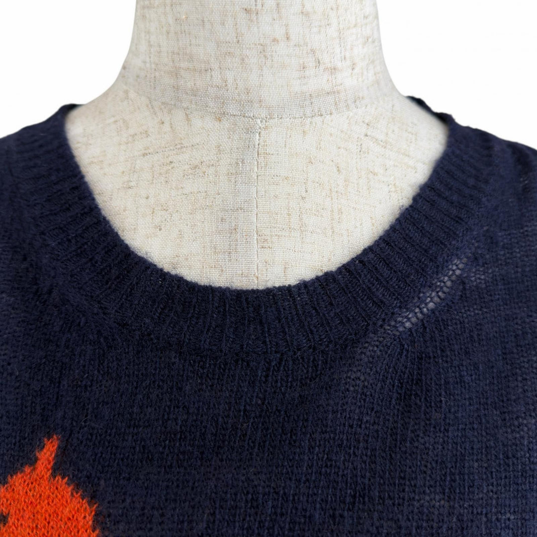 Great ETRO knit Distressed Long Sleeve Navy wool Women S