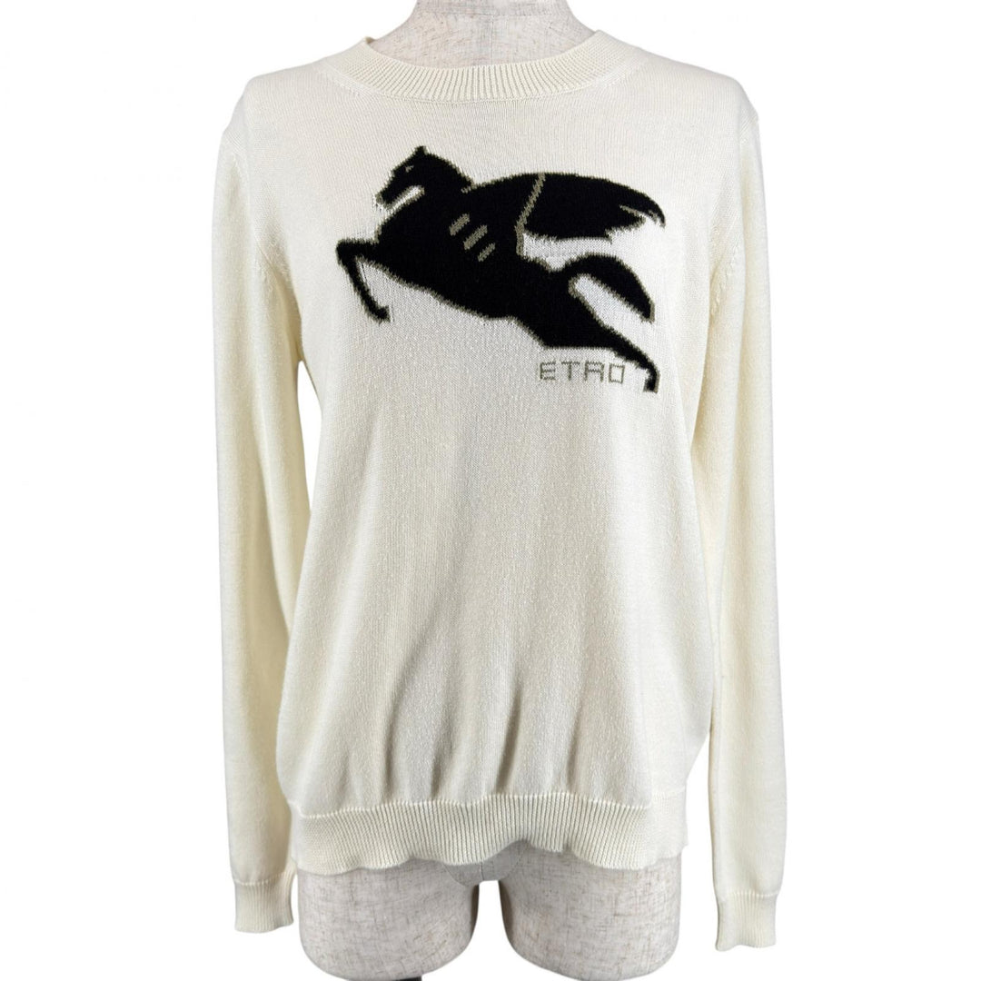 Great ETRO knit Long sleeve Ivory cotton Women 42