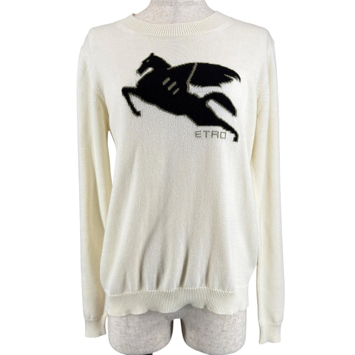 Great ETRO knit Long sleeve Ivory cotton Women 42