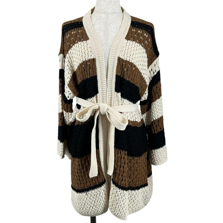 Excellent WEEKEND MaxMara cardigan Crochet belt multicolor cotton Women M