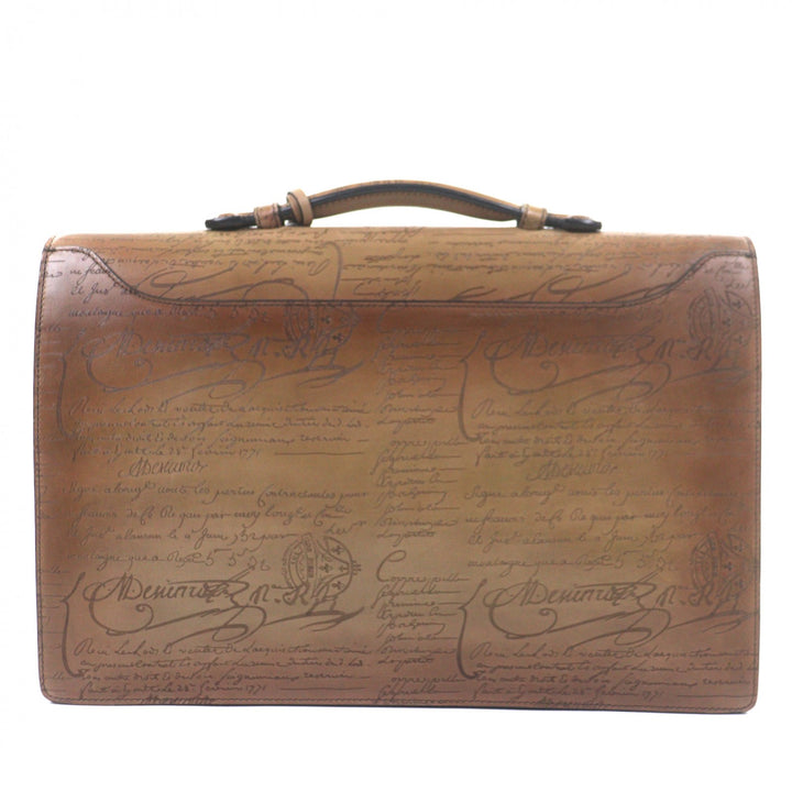 Excellent Berluti Briefcase Grand Ecritoire Calligraphy beige scritto leather