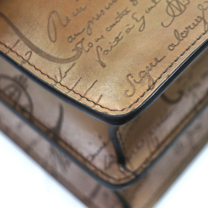 Excellent Berluti Briefcase Grand Ecritoire Calligraphy beige scritto leather