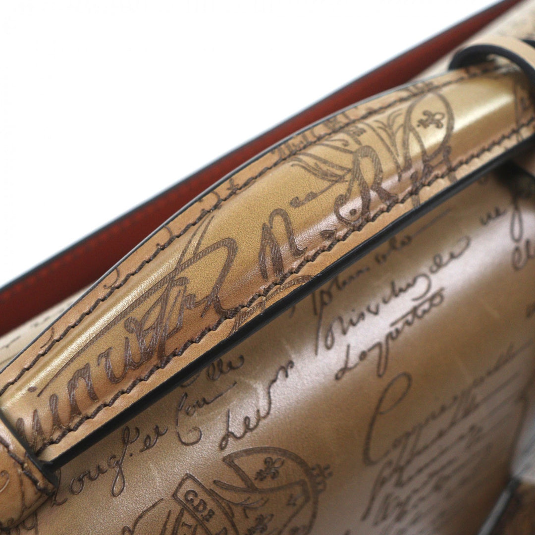 Excellent Berluti Briefcase Grand Ecritoire Calligraphy beige scritto leather