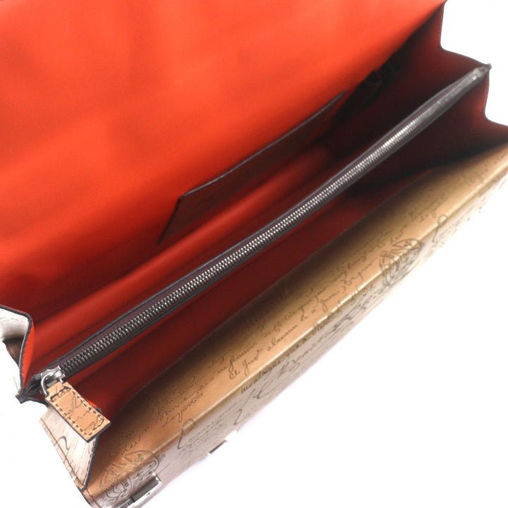 Excellent Berluti Briefcase Grand Ecritoire Calligraphy beige scritto leather