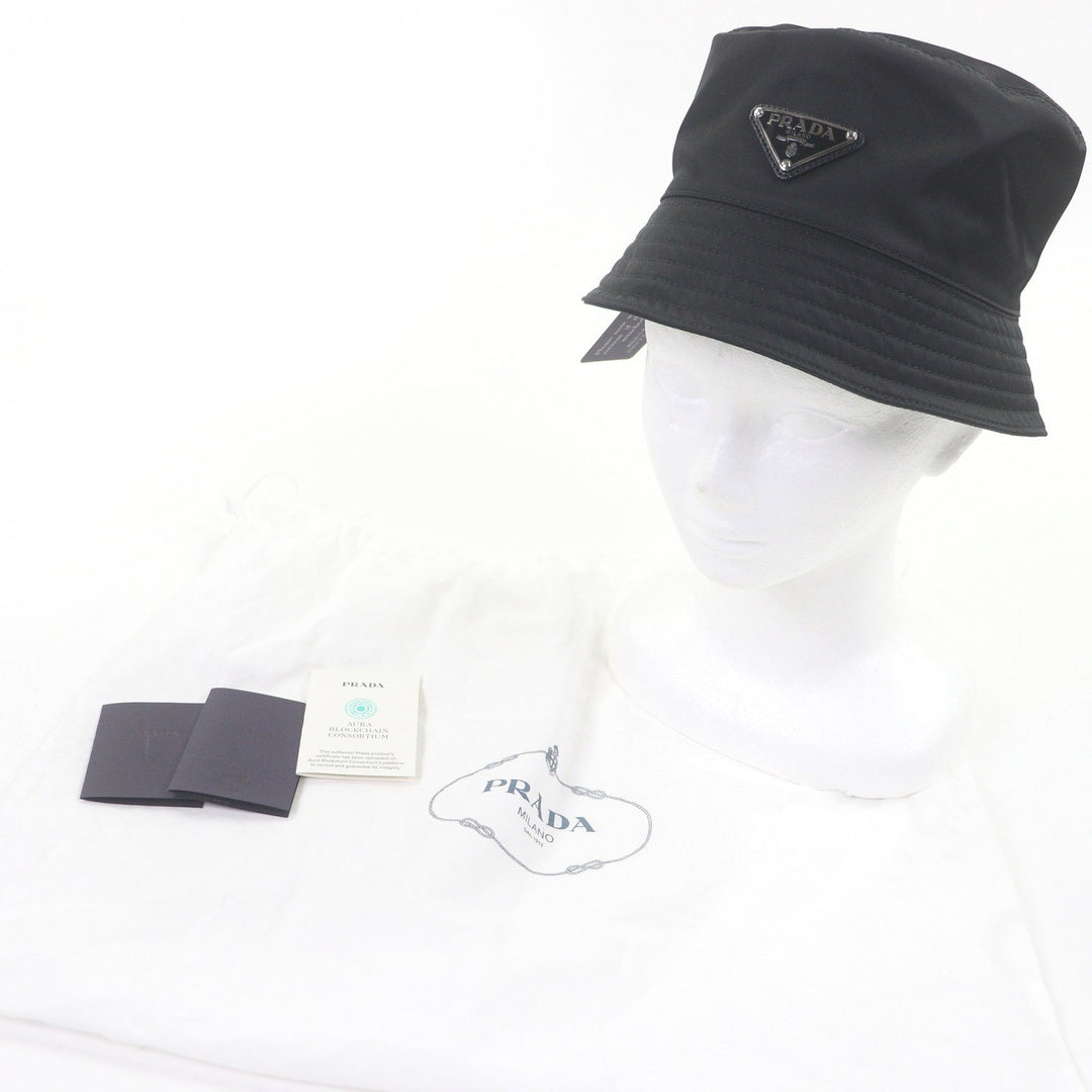 Pristine PRADA hat Triangle logo triangular plate Re-Nylon bucket