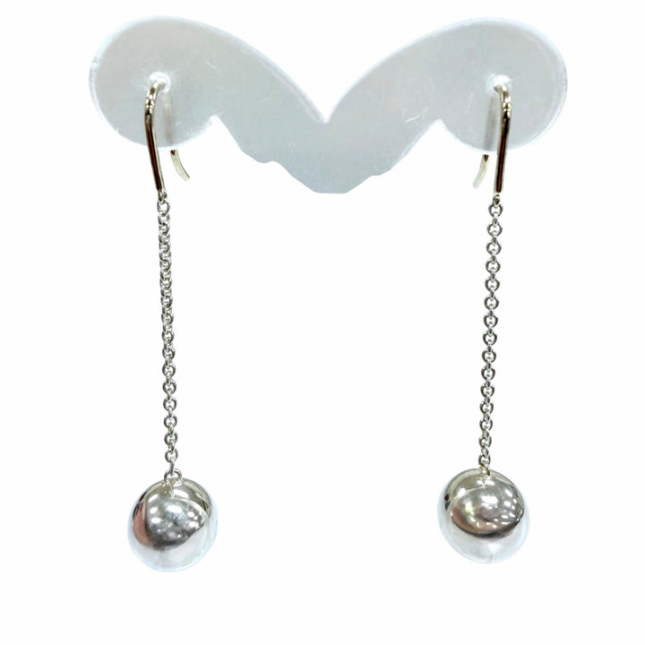 Great TIFFANY&Co. Pierce Ball hook drop earrings Silver AG925 Women