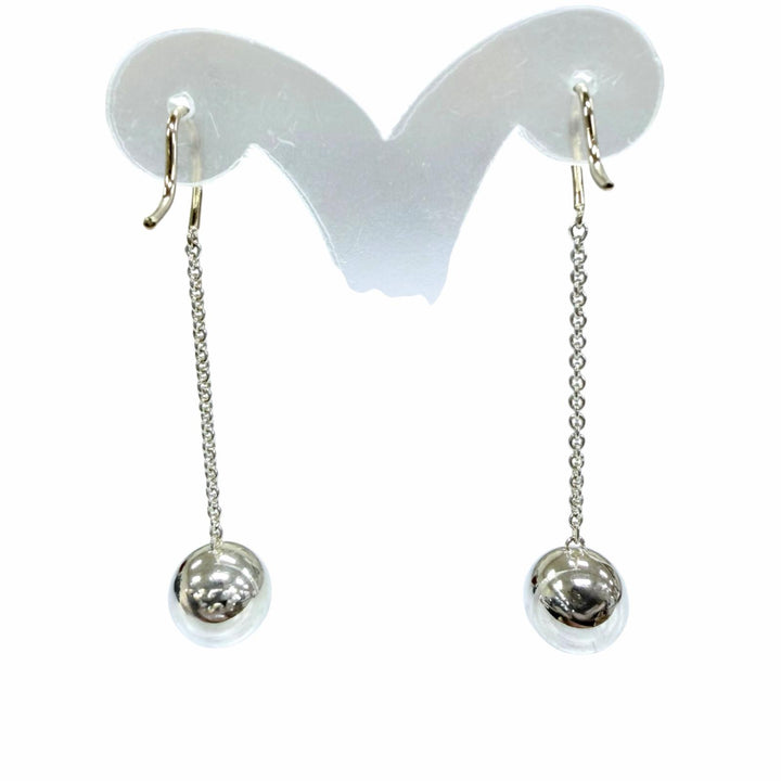 Great TIFFANY&Co. Pierce Ball hook drop earrings Silver AG925 Women