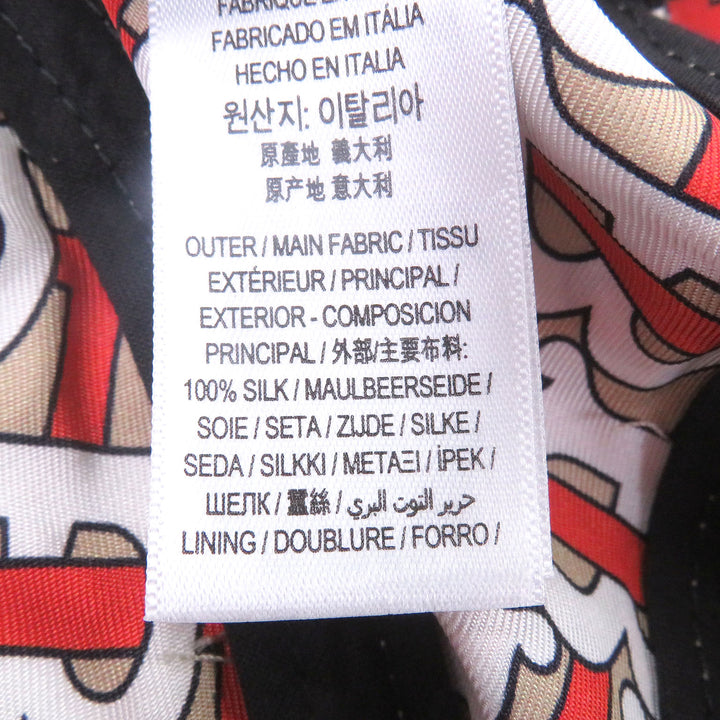 Pristine BURBERRY cap TB logo all-over print back ribbon beige silk Women