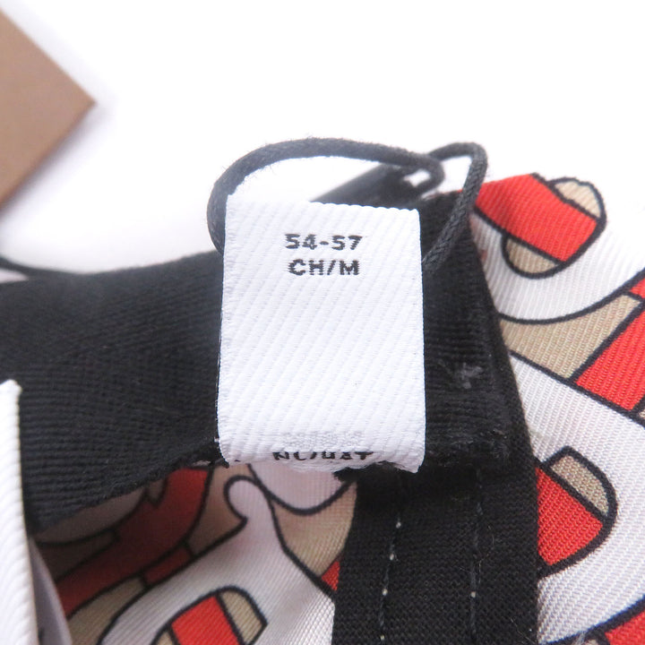 Pristine BURBERRY cap TB logo all-over print back ribbon beige silk Women
