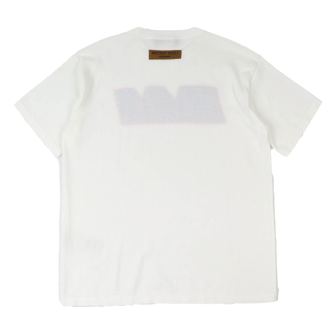 Excellent LOUIS VUITTON Short sleeve knit LV logo crew neck white cotton mens M