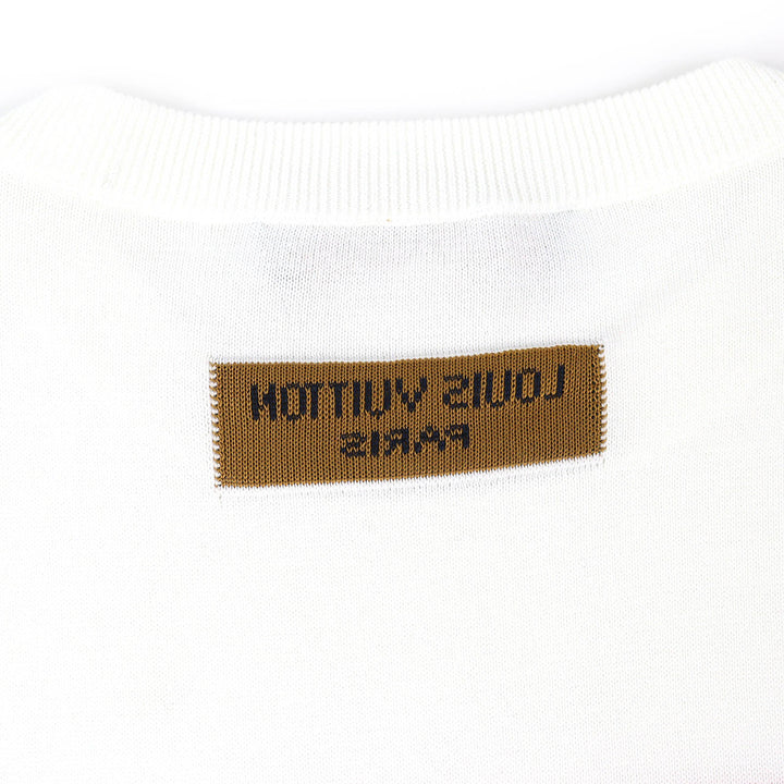 Excellent LOUIS VUITTON Short sleeve knit LV logo crew neck white cotton mens M