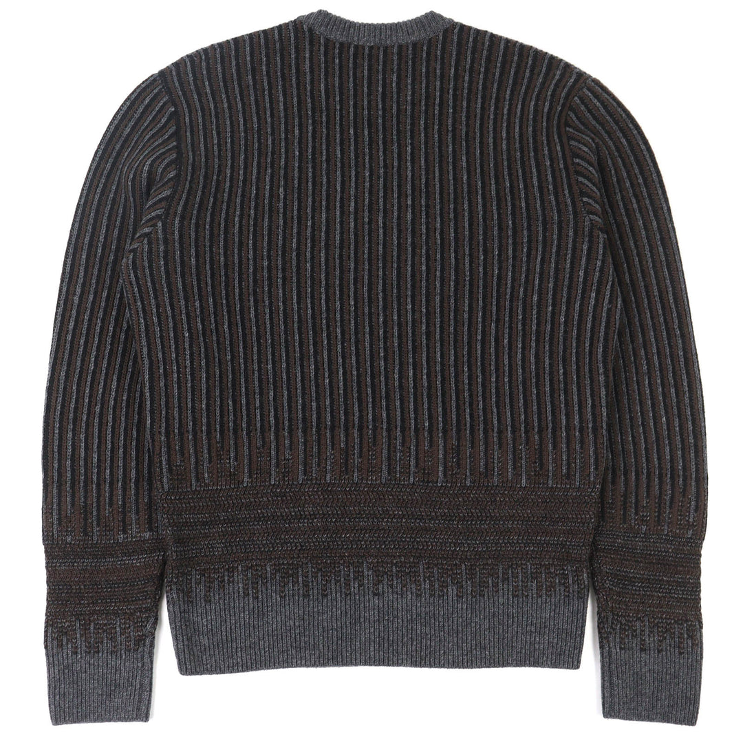 Pristine HERMES knit Striped Pattern Long Sleeve Knit Sweater gray wool mens M