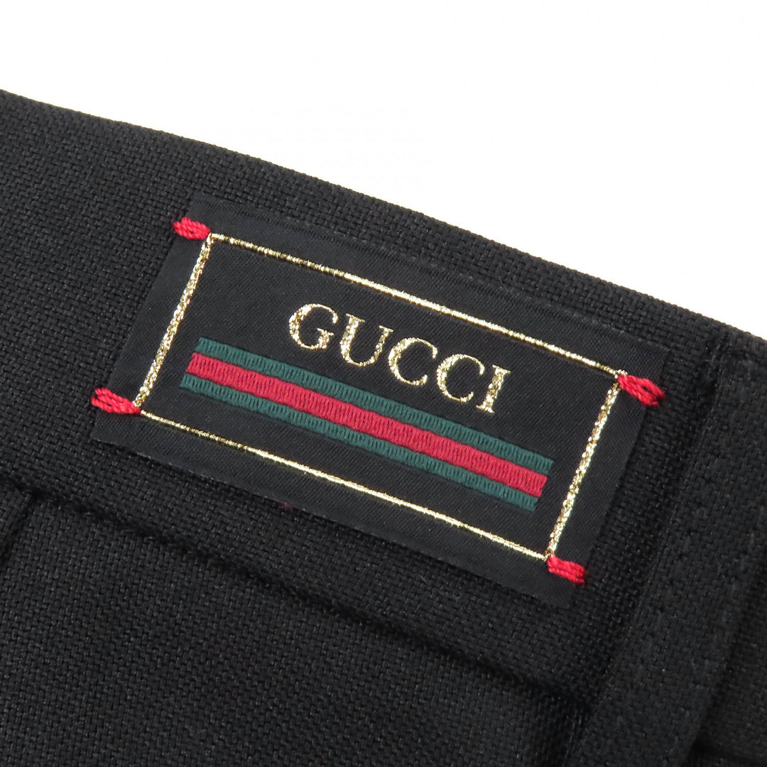 Excellent GUCCI Logo patch pleated single-breasted pants slacks blacK 44 751787