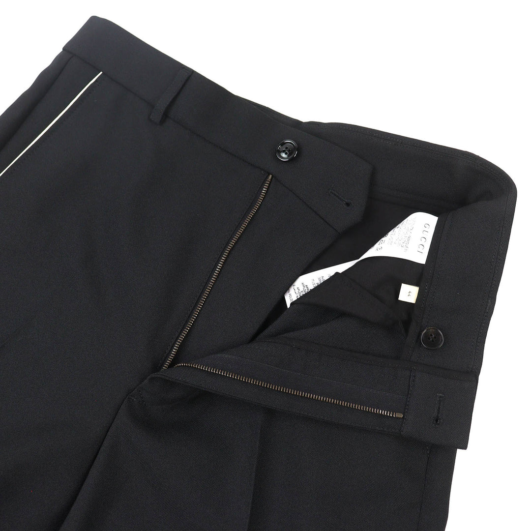 Excellent GUCCI Logo patch pleated single-breasted pants slacks blacK 44 751787
