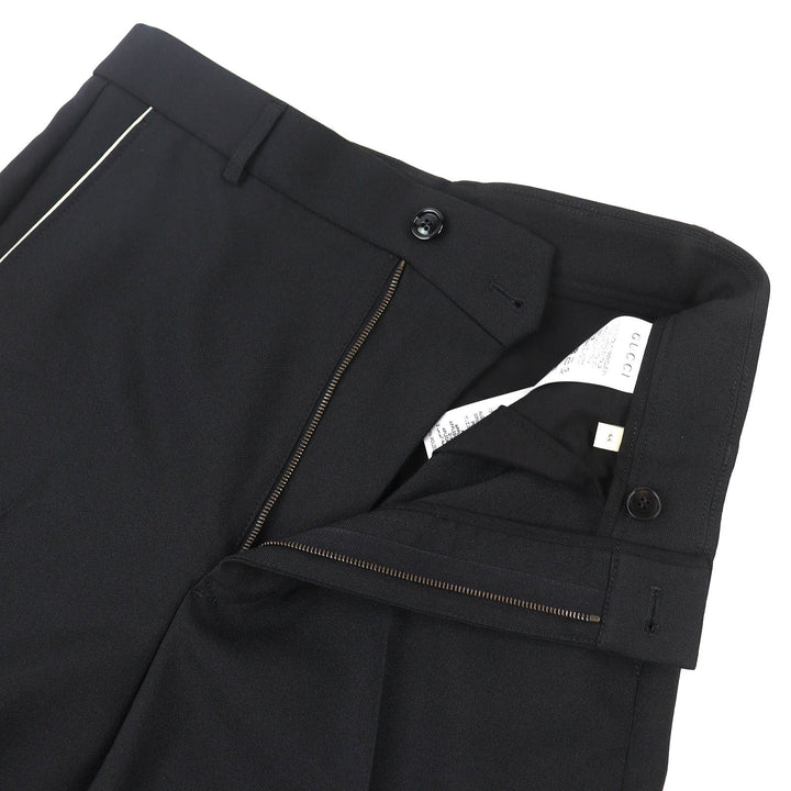 Excellent GUCCI Logo patch pleated single-breasted pants slacks blacK 44 751787