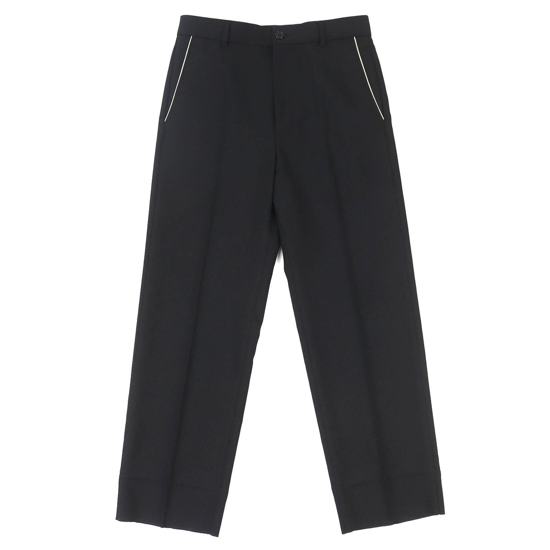 Excellent GUCCI Logo patch pleated single-breasted pants slacks blacK 44 751787