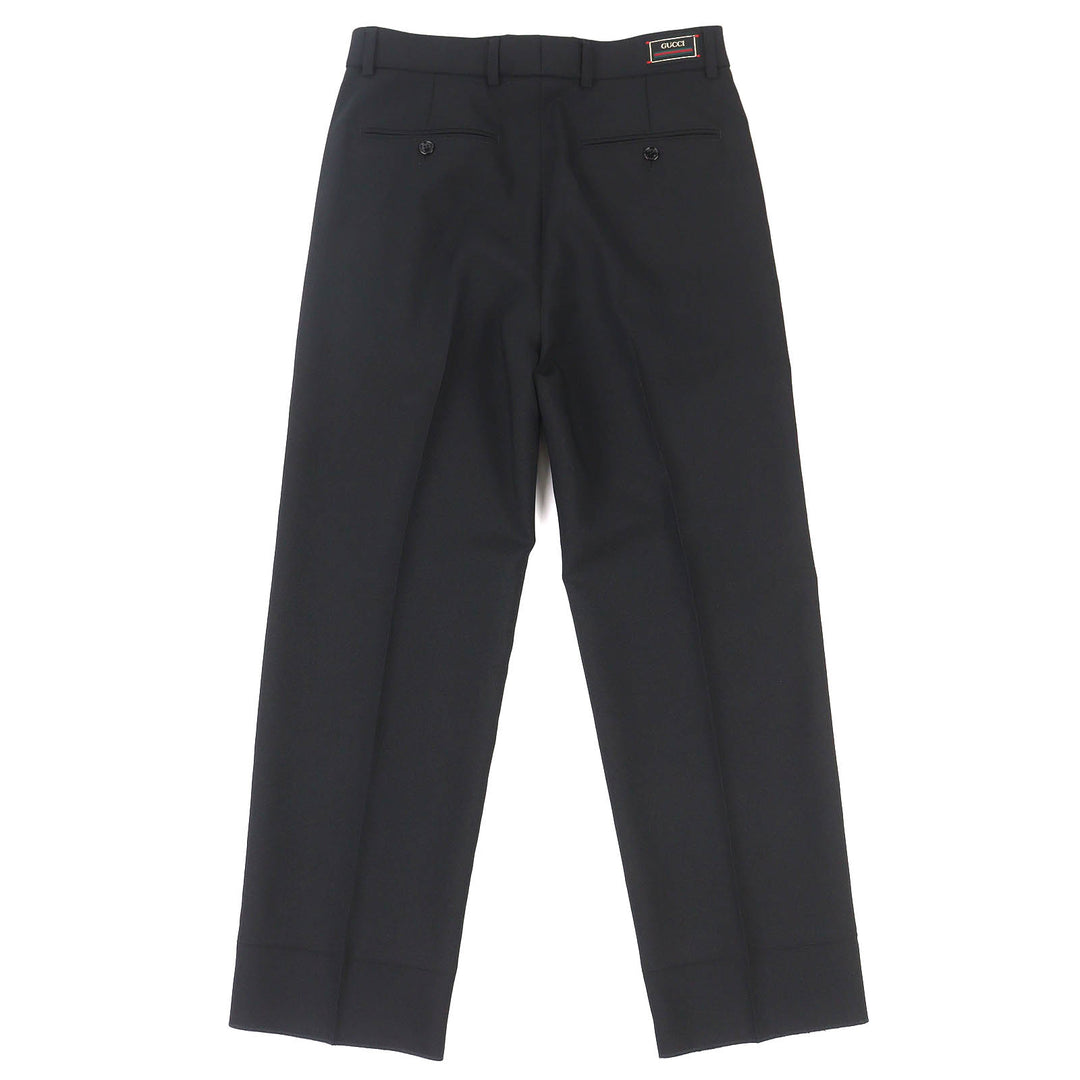 Excellent GUCCI Logo patch pleated single-breasted pants slacks blacK 44 751787