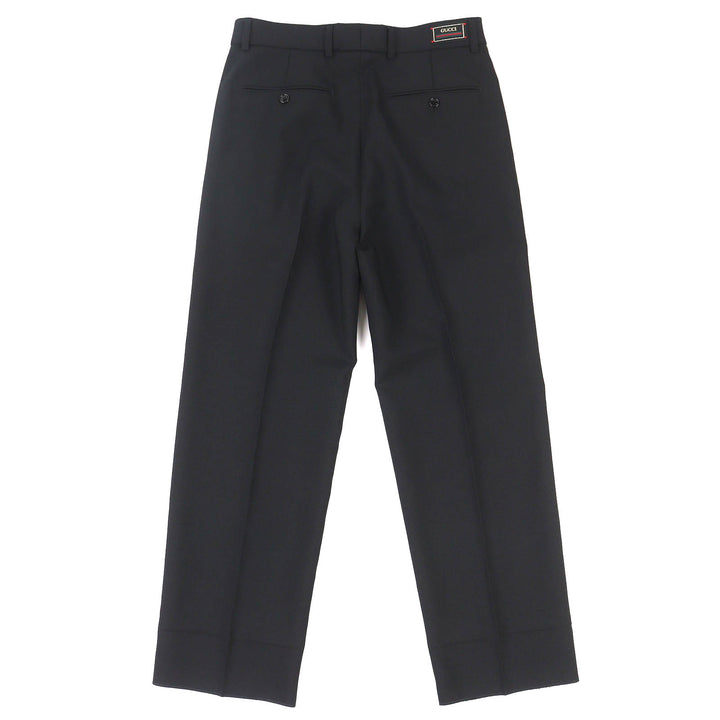 Excellent GUCCI Logo patch pleated single-breasted pants slacks blacK 44 751787