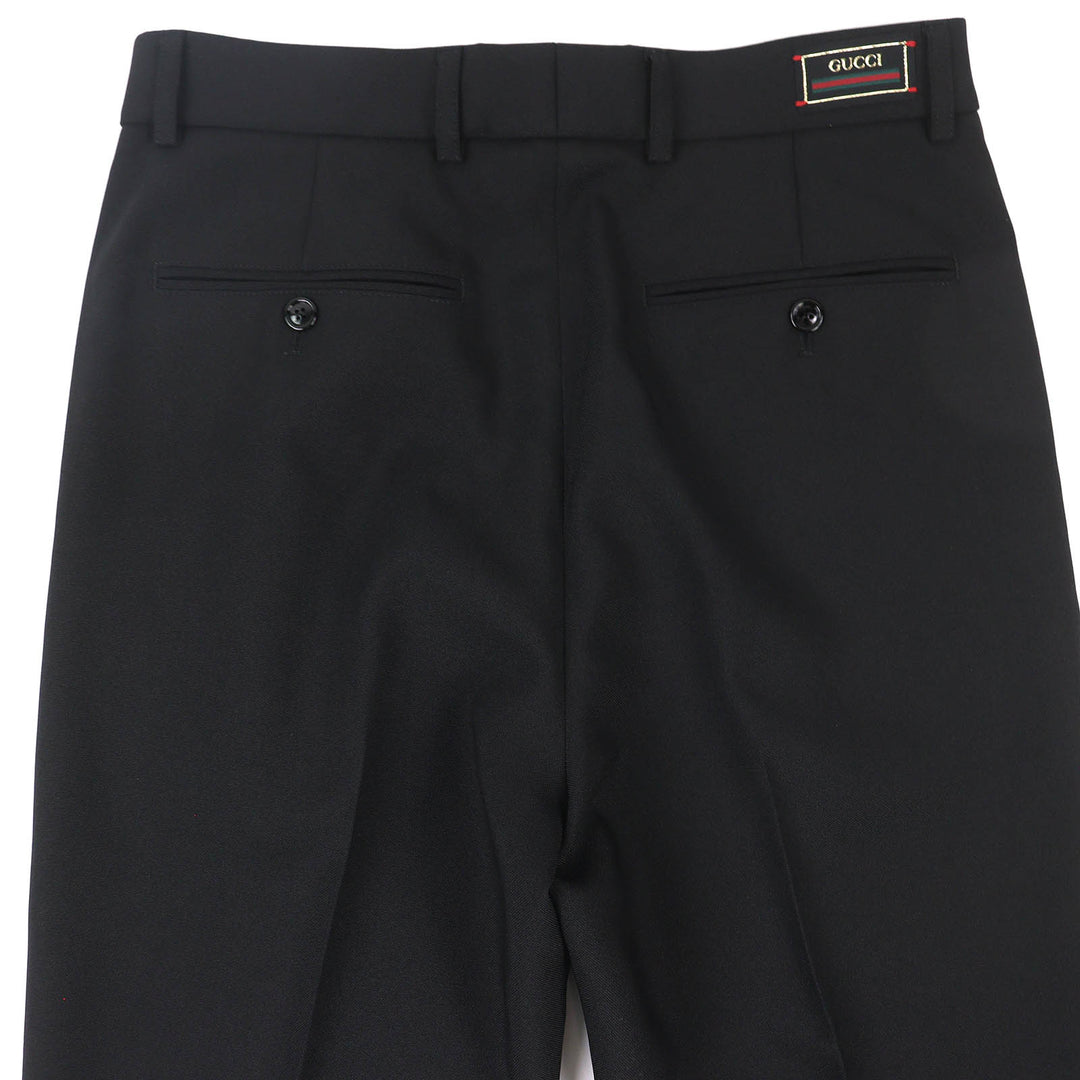 Excellent GUCCI Logo patch pleated single-breasted pants slacks blacK 44 751787
