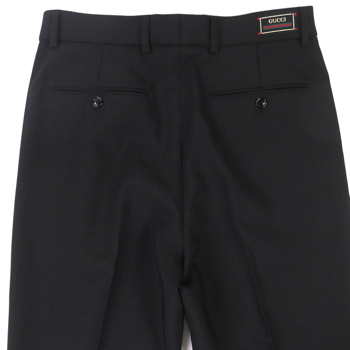 Excellent GUCCI Logo patch pleated single-breasted pants slacks blacK 44 751787