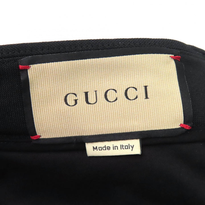 Excellent GUCCI Logo patch pleated single-breasted pants slacks blacK 44 751787