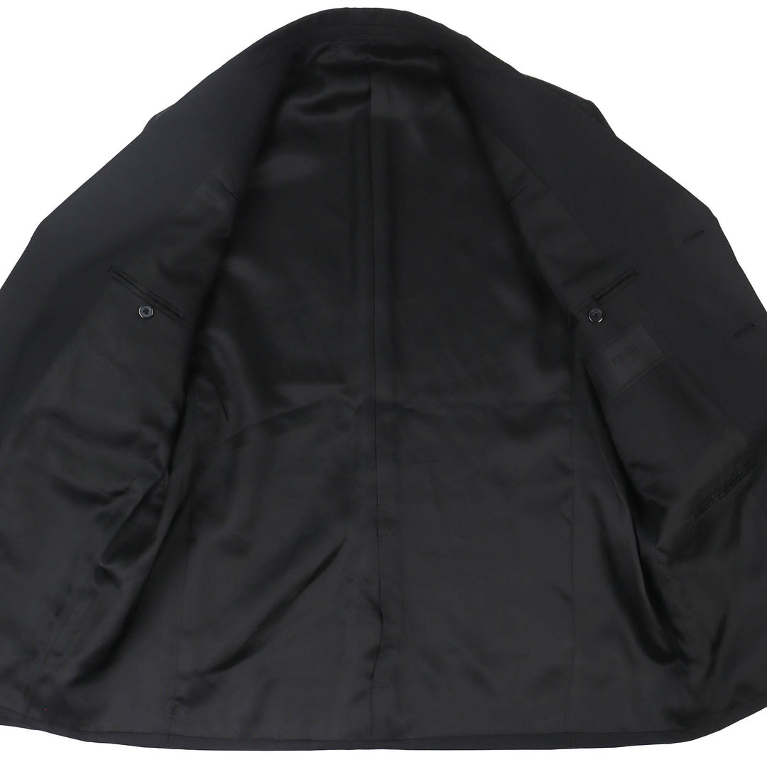 Excellent PRADA tailored jacket single black Virgin wool mens UGM222