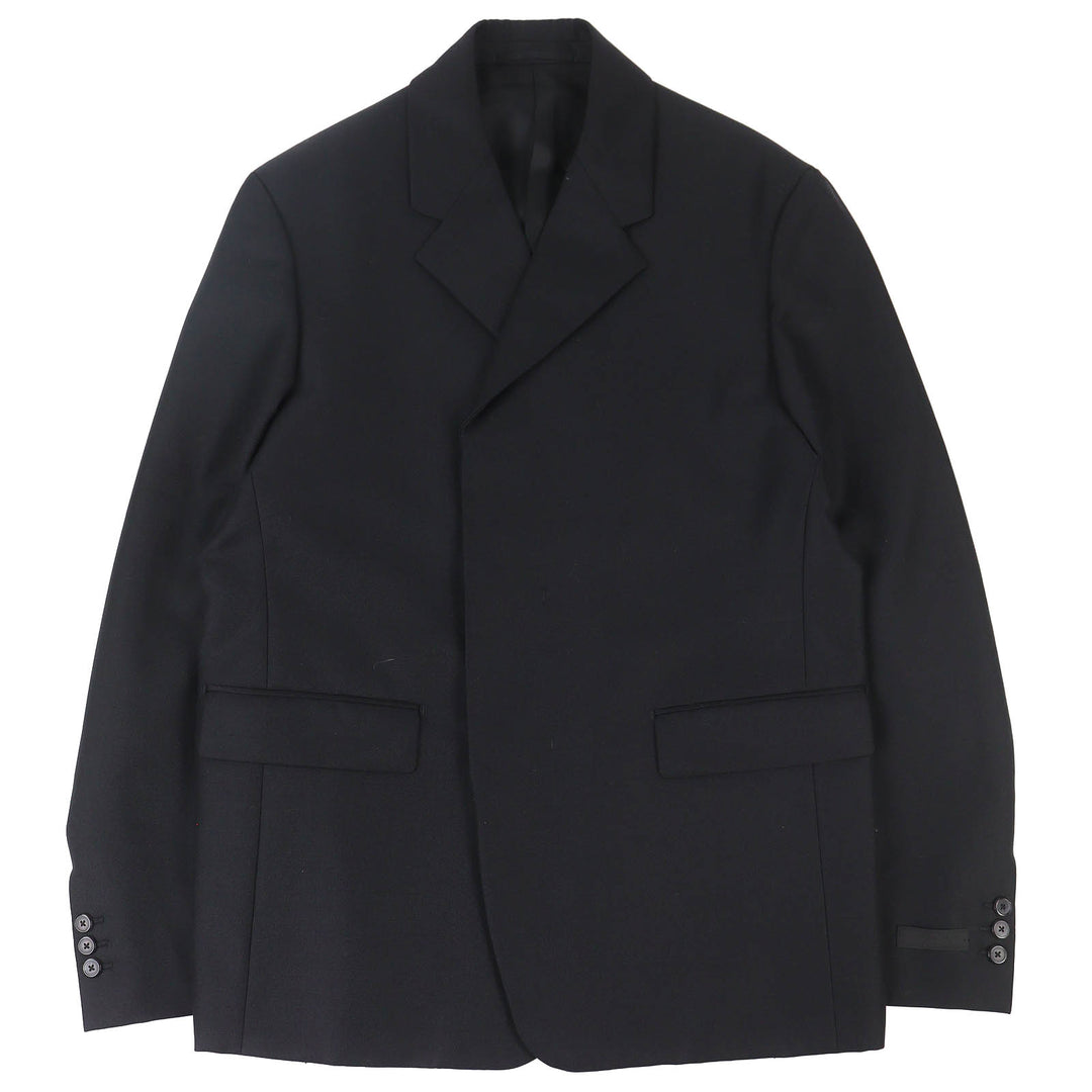 Excellent PRADA tailored jacket single black Virgin wool mens UGM222