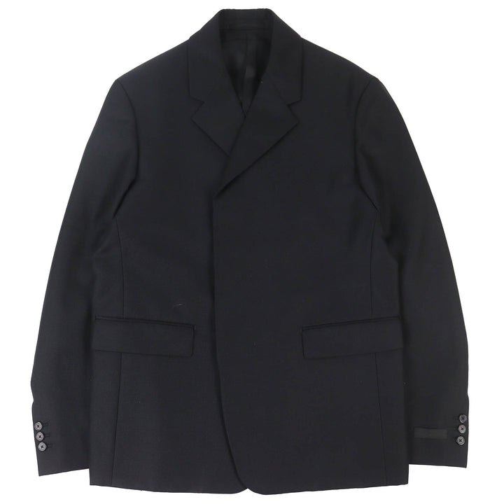 Excellent PRADA tailored jacket single black Virgin wool mens UGM222