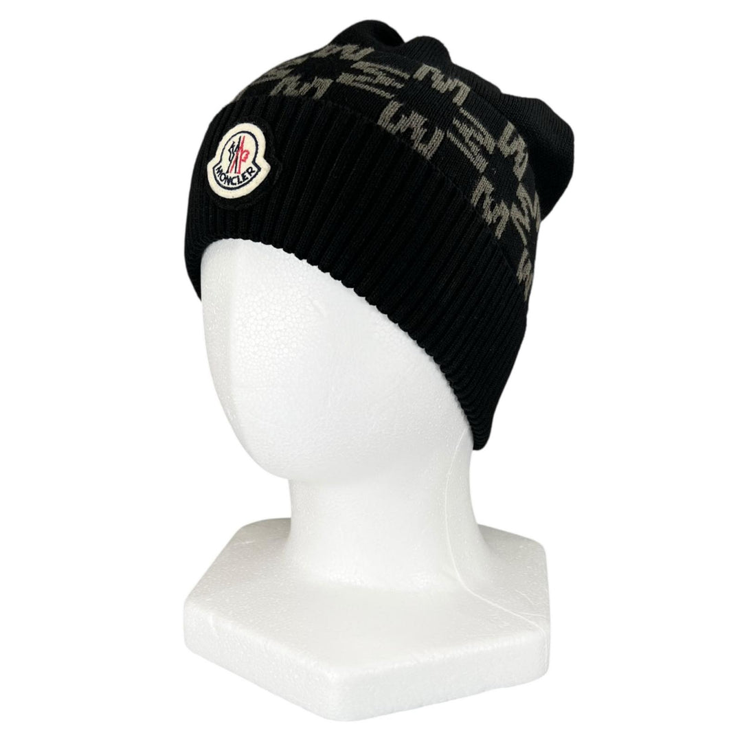 Excellent MONCLER Knit cap BERRETTO Logo patch black cotton Women