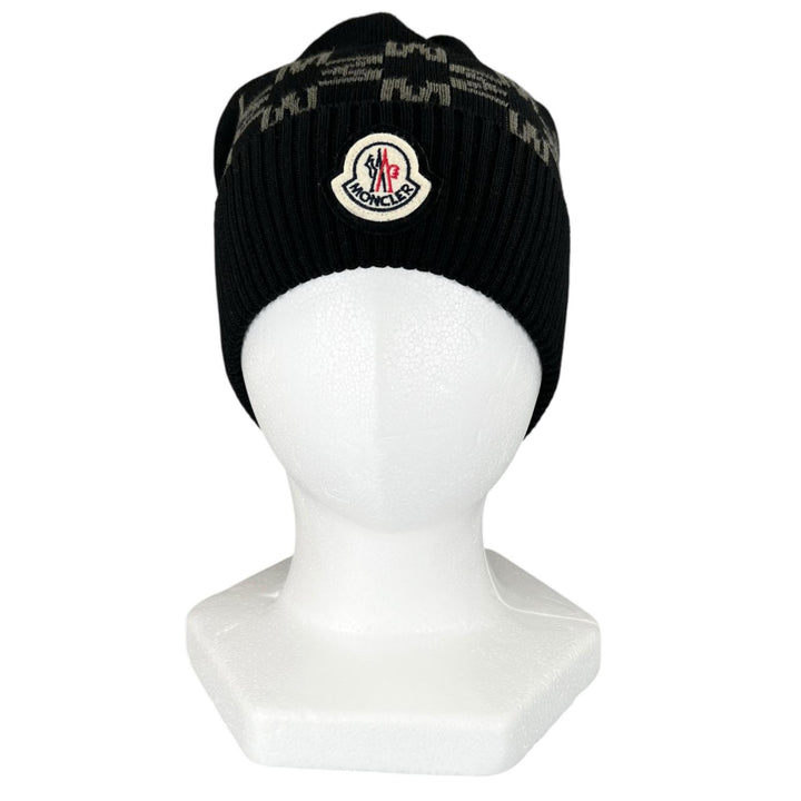 Excellent MONCLER Knit cap BERRETTO Logo patch black cotton Women