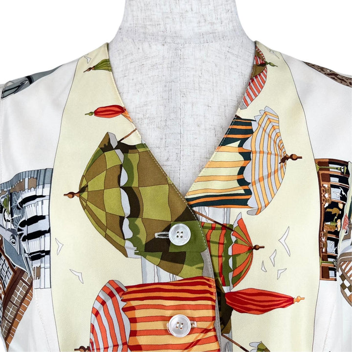 Excellent HERMES Best The Charm of Normandy Coast During the Margiela silk 40