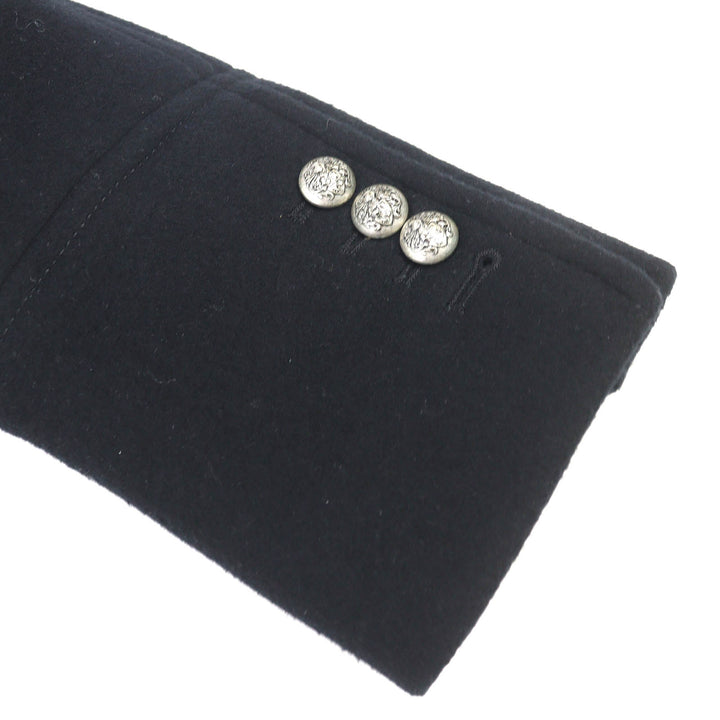 Great BALMAIN Emblem Button Padded Hooded P-Coat black wool mens 44 W5HT862D162