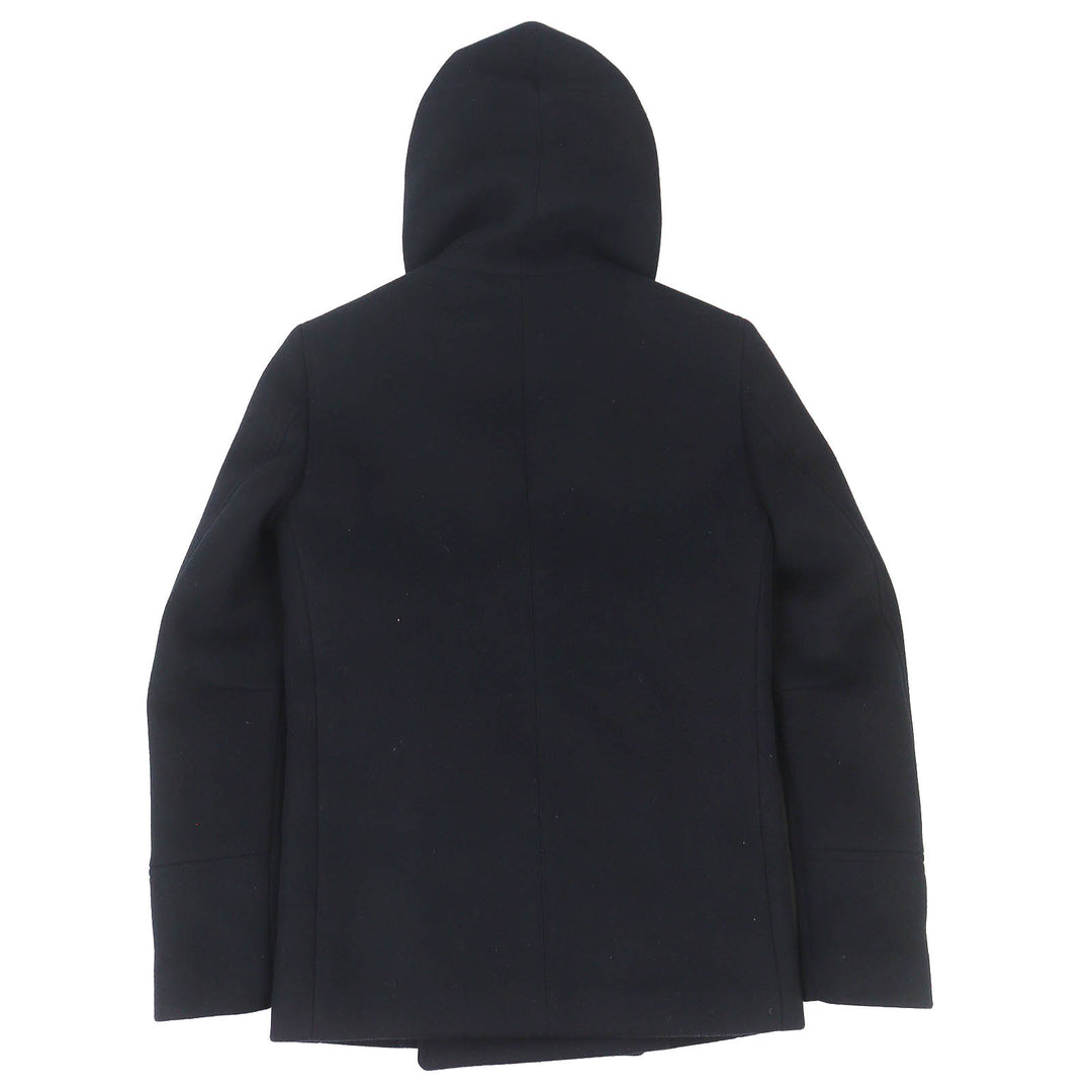 Great BALMAIN Emblem Button Padded Hooded P-Coat black wool mens 44 W5HT862D162