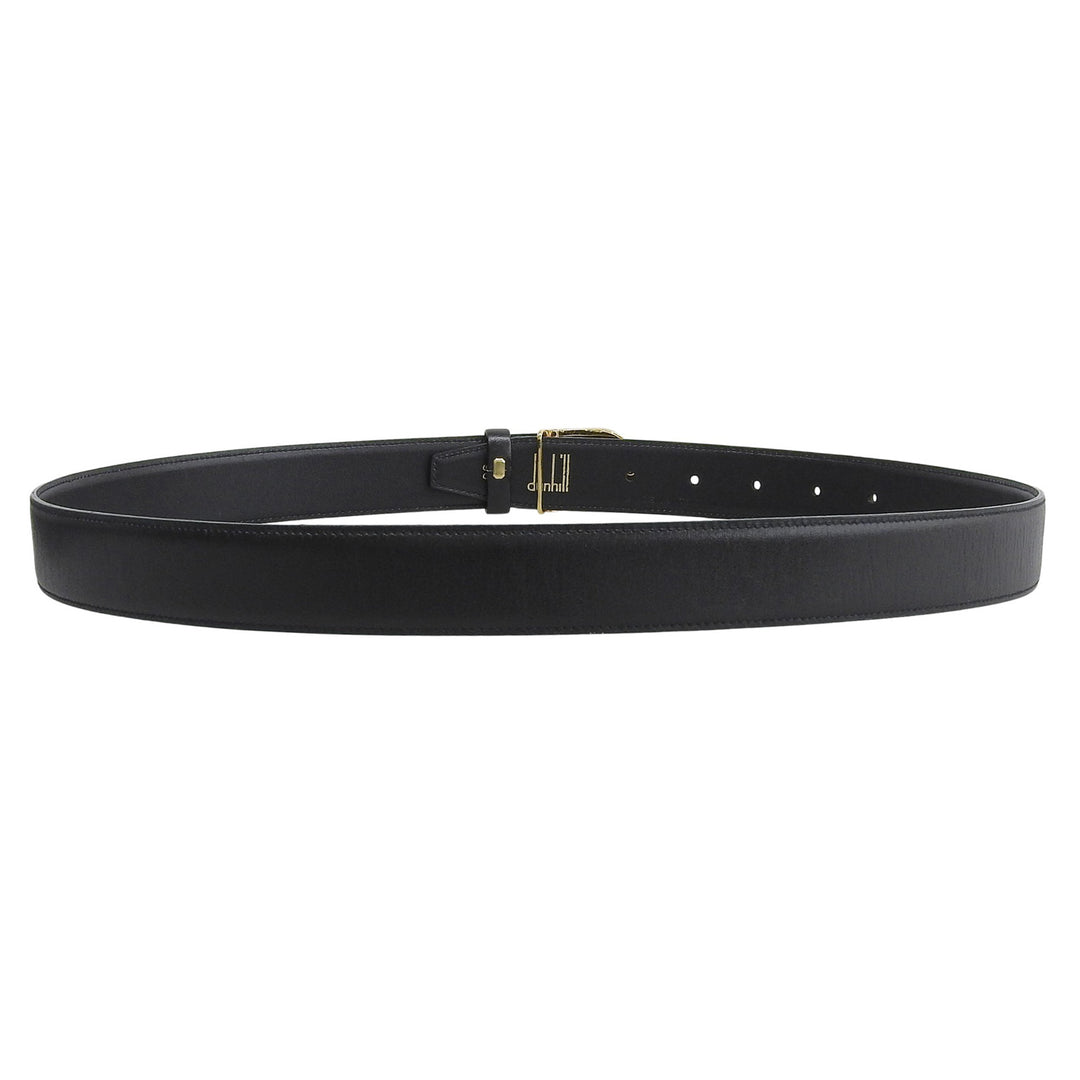 Great Dunhill belt logo buckle leather black mens