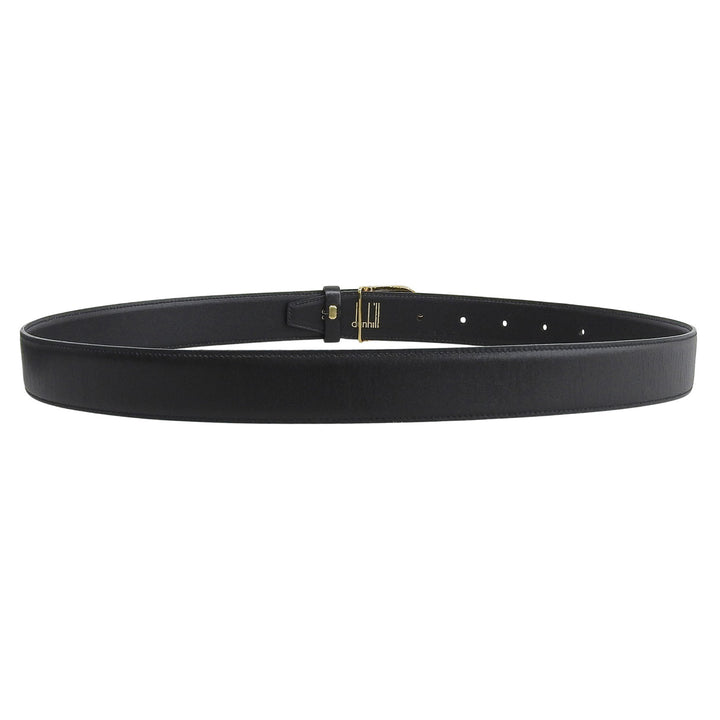 Great Dunhill belt logo buckle leather black mens
