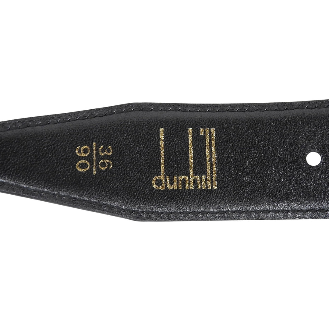 Great Dunhill belt logo buckle leather black mens