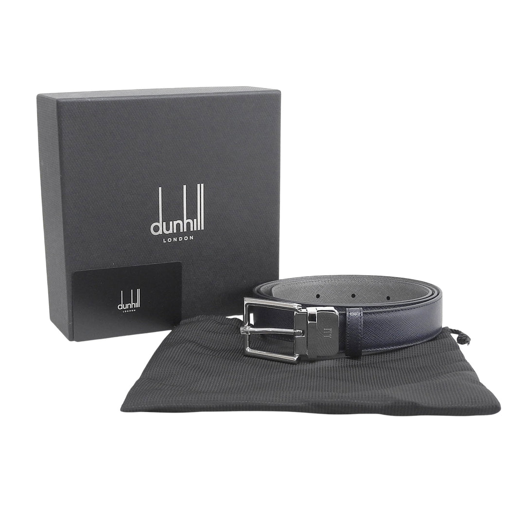 Pristine Dunhill belt Logo Buckle Leather Navy leather mens