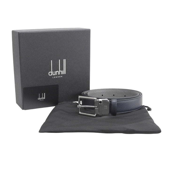 Pristine Dunhill belt Logo Buckle Leather Navy leather mens