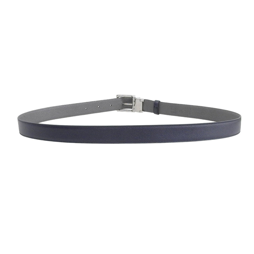 Pristine Dunhill belt Logo Buckle Leather Navy leather mens