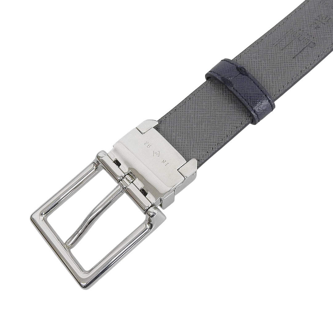 Pristine Dunhill belt Logo Buckle Leather Navy leather mens