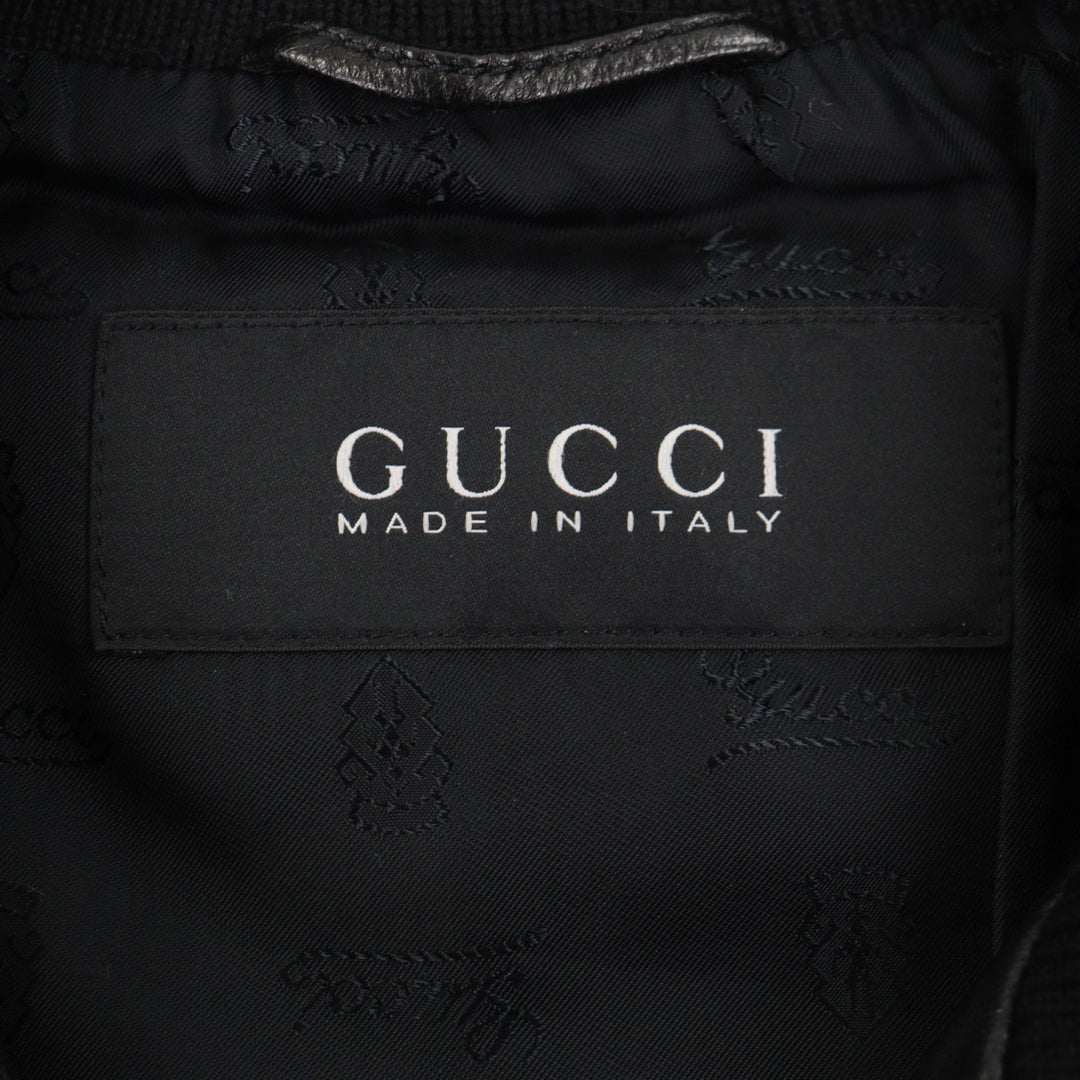 Excellent GUCCI Blouson Shelly Line Web Line Tom Ford black leather mens 48