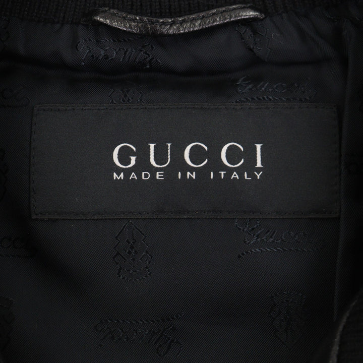 Excellent GUCCI Blouson Shelly Line Web Line Tom Ford black leather mens 48