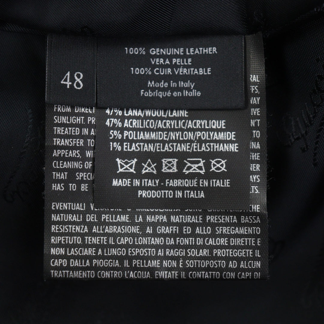 Excellent GUCCI Blouson Shelly Line Web Line Tom Ford black leather mens 48