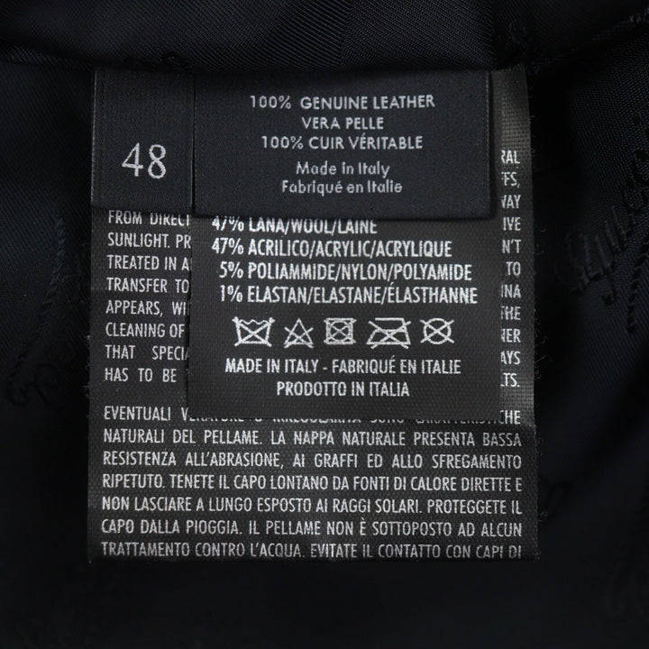 Excellent GUCCI Blouson Shelly Line Web Line Tom Ford black leather mens 48