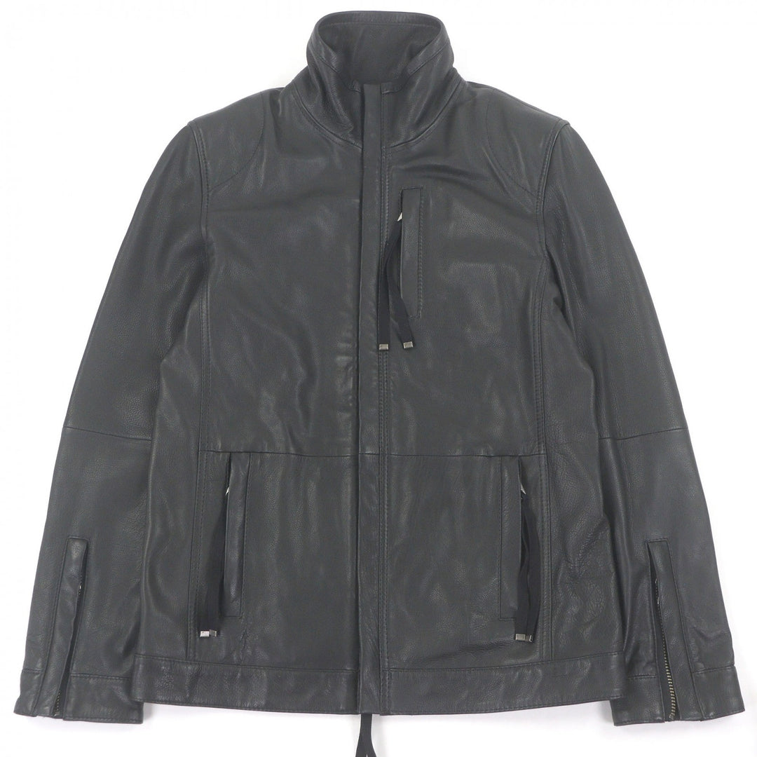 Discounted Great DIESEL BLACK GOLD leather jacket Single riders black Cowhide mens 46
