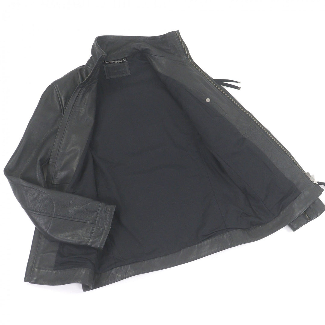 Discounted Great DIESEL BLACK GOLD leather jacket Single riders black Cowhide mens 46