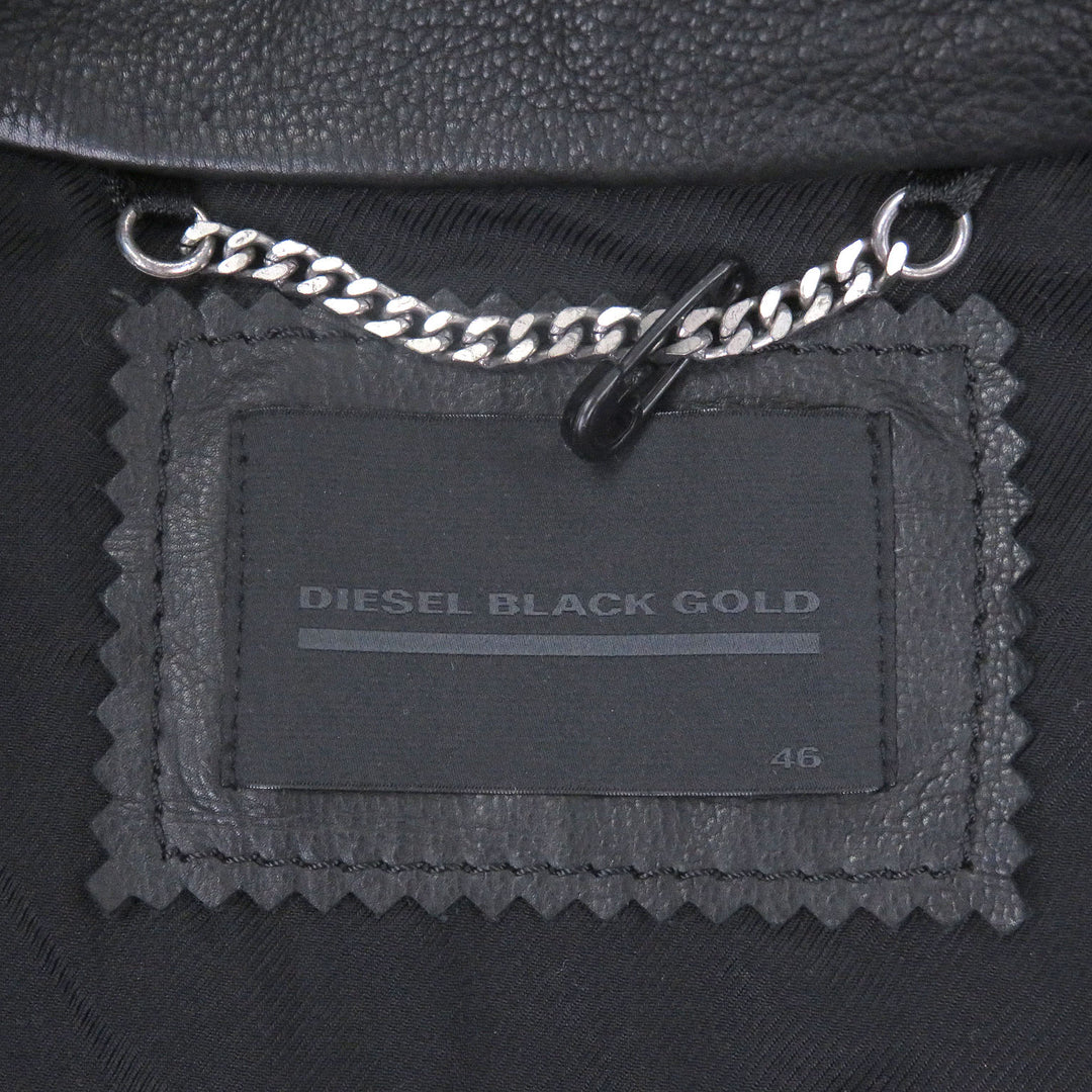 Discounted Great DIESEL BLACK GOLD leather jacket Single riders black Cowhide mens 46
