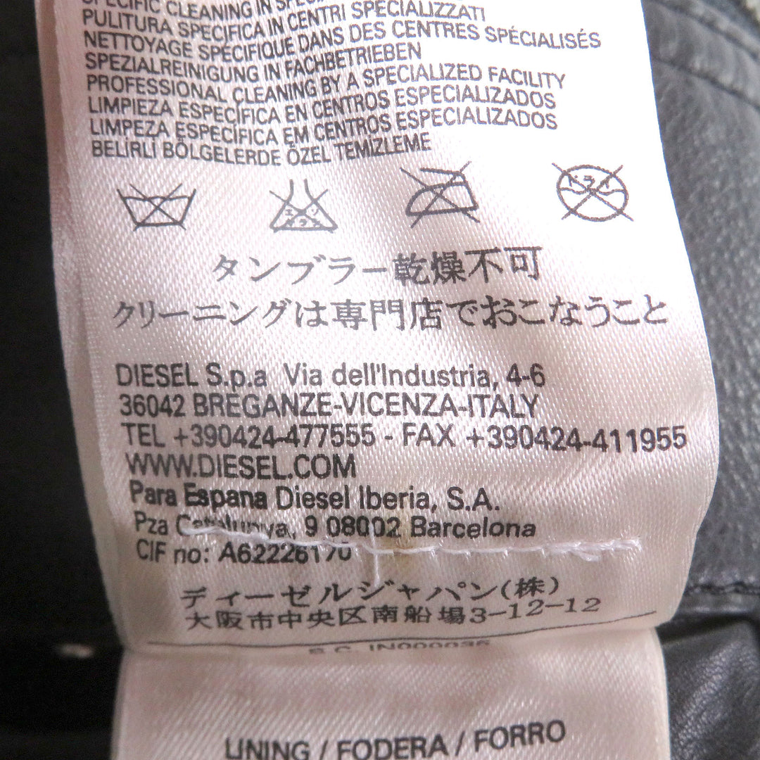 Discounted Great DIESEL BLACK GOLD leather jacket Single riders black Cowhide mens 46
