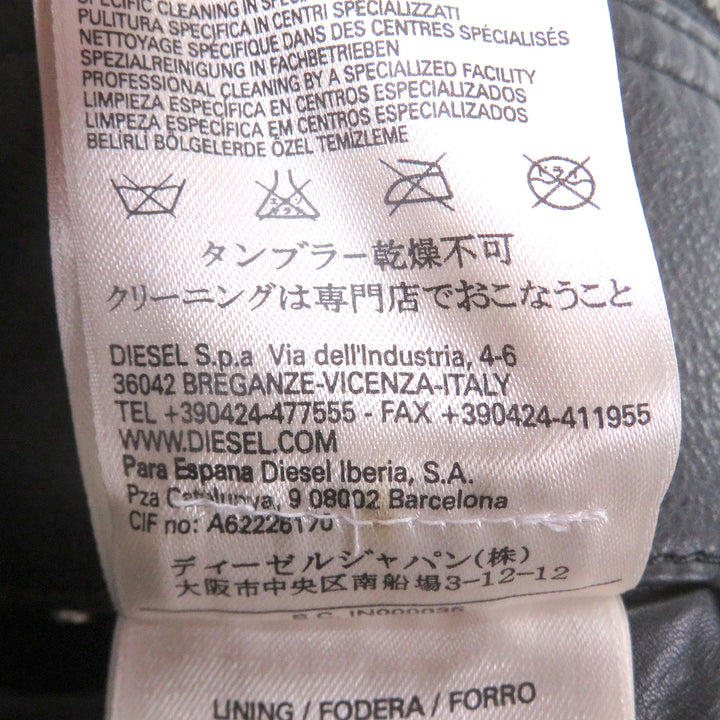 Discounted Great DIESEL BLACK GOLD leather jacket Single riders black Cowhide mens 46