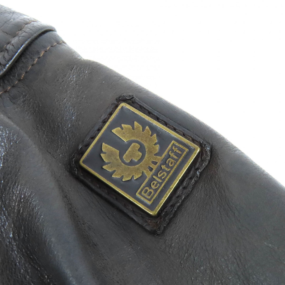 Discounted Very Good BELSTAFF coat motorcycle coat Leather with logo belt Dark brown M